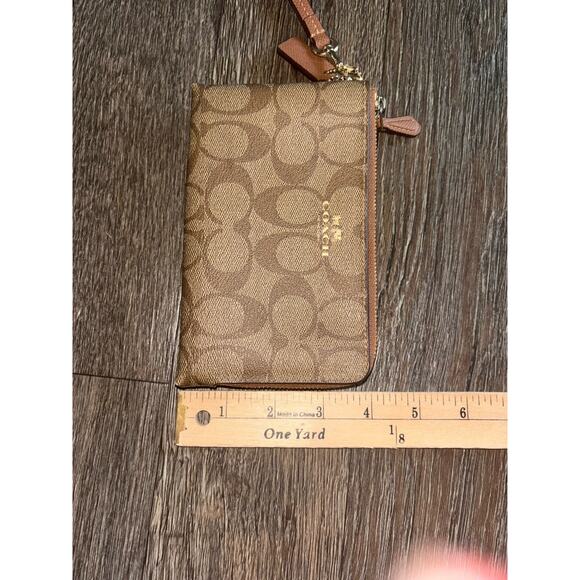 Coach Double Corner Zip Wristlet In Signature Canvas - Picture 11 of 11